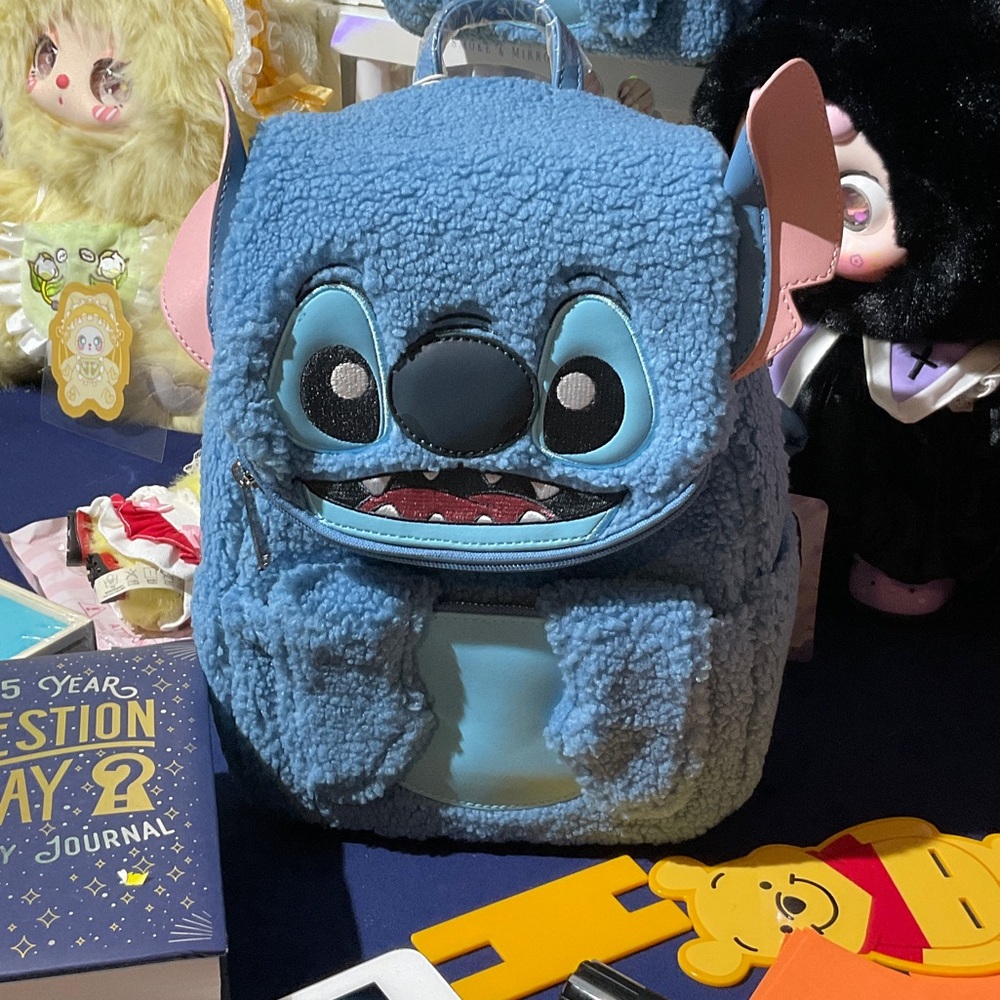 Blue Stitch Plush Hardtag Loungefly Backpack
